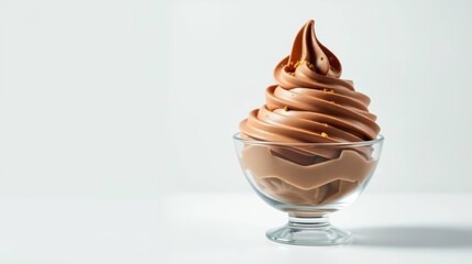 Mocha Mousse ice cream. Trend color 2025 concept, delicious banner with space for text.
