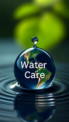 Water droplet earth conservation concept  ideal for water care campaigns with text space, smooth light, with white tones