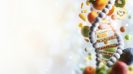 Nutritional science infographic featuring cartoon vitamins and fruits digital art health awareness vibrant environment educational concept