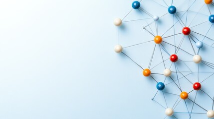 Colored pins on a world map create an abstract representation of global connections, highlighting networking and community in technology