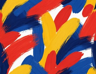 Abstract Vibrant Impasto Painting: Red, Yellow, and Blue Swirls, Bold Brushstrokes, Modern Art