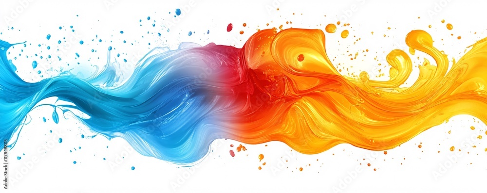 Aufkleber colorful mixing fluids creating a splashing wave