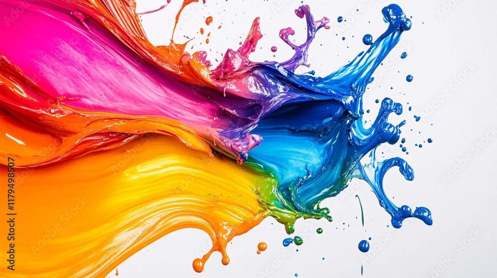 Aufkleber colorful paint splashing and mixing together creating a vibrant spectrum