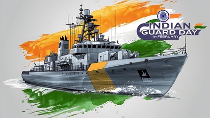 National Coast Guard Day: Coast Guard Day, Indian Coast Guard Day. Poster, Banner, Post. Story.
