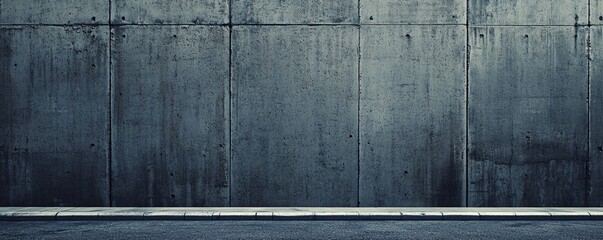Empty street with concrete wall and sidewalk