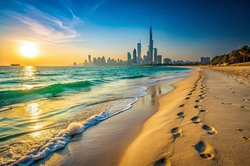 Obraz premium Dubai Beaches: Sun-Kissed Sands and Azure Waters - Documentary Photography