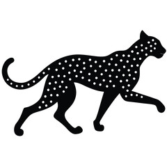 A cheetah running at full speed in a savanna landscape, showcasing its spots and agility, vector style.