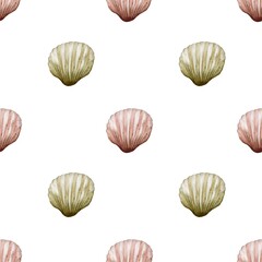 Colorful shell watercolor pattern for textile and packaging design