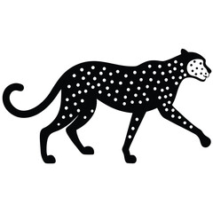 A cheetah running at full speed in a savanna landscape, showcasing its spots and agility, vector style.