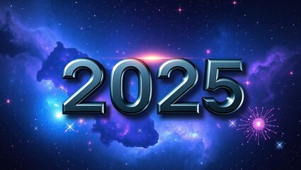 Cosmic Nebula Background Featuring The Year Two Thousand Twenty Five