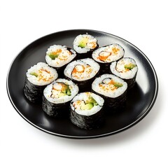  Sushi Rolls with Scampi on a Black Plate &ndash; Fresh, Delicious, and Vibrant Sushi Platter, High-Quality Food Presentation for Culinary and Gourmet Photography