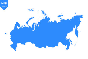 Fototapeta premium Blue map of Russia isolated on white background. Vector illustration eps10. 