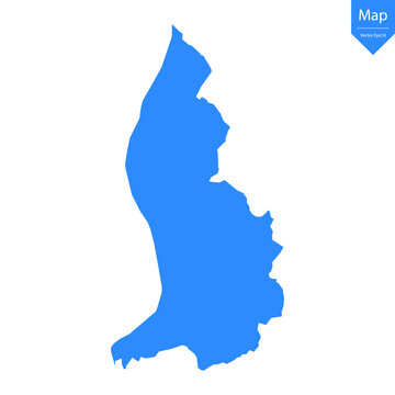 Blue map of Liechtenstein isolated on white background. Vector illustration eps10.	
