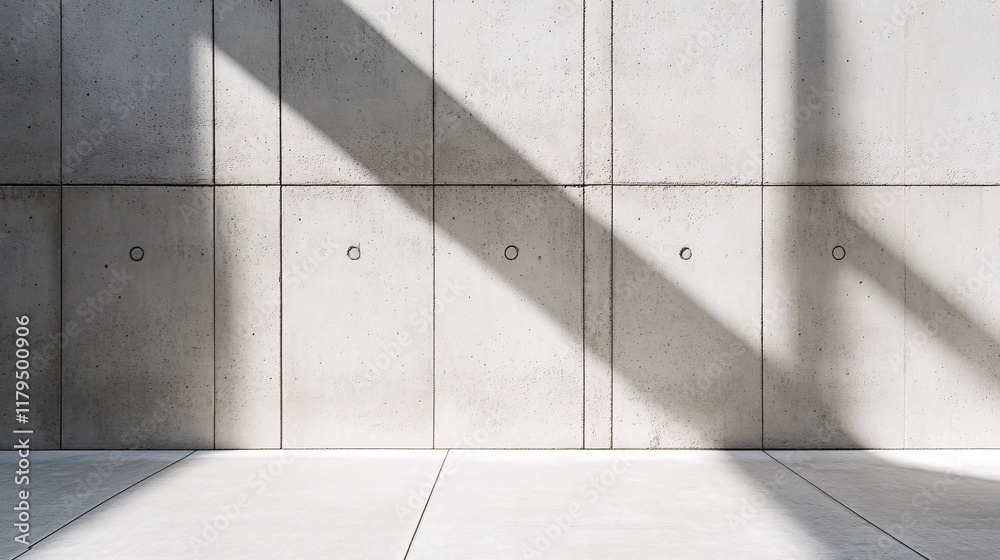 Poster sunlight creating shadows on concrete wall and floor