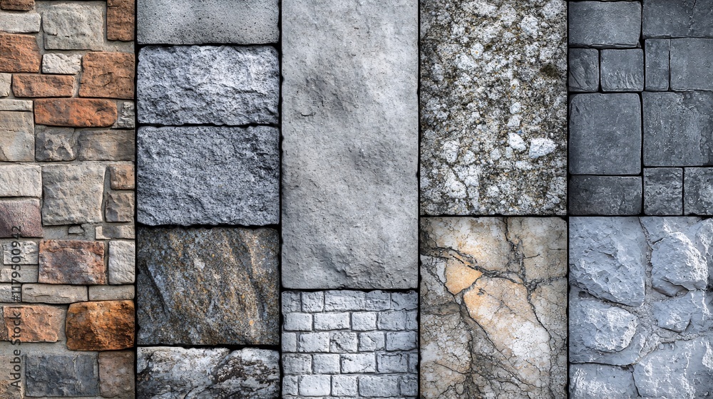 Poster Stone wall showing different textures and colors creating a seamless pattern
