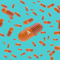 Close-up of pill capsule labeled A