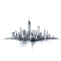Fototapeta premium A minimalist sketch of a city skyline with clean, sharp lines in gray.