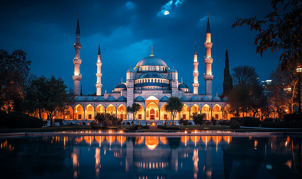 mosque, mubarak, holiday, muslim, aidil fitri, religion, design, vector, decoration, ramadan, gift, greeting, islamic, arabian, beautiful, night, background, month, holy, islam, art, celebration, arab