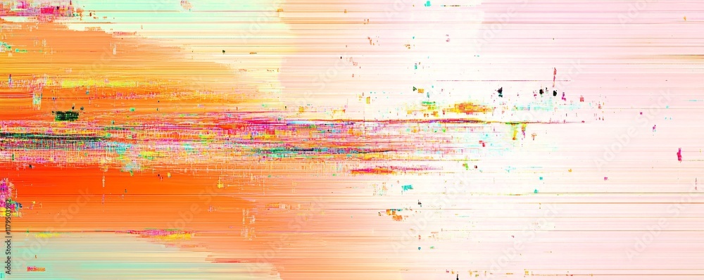 Poster vibrant glitch art showing horizontal lines and digital distortion