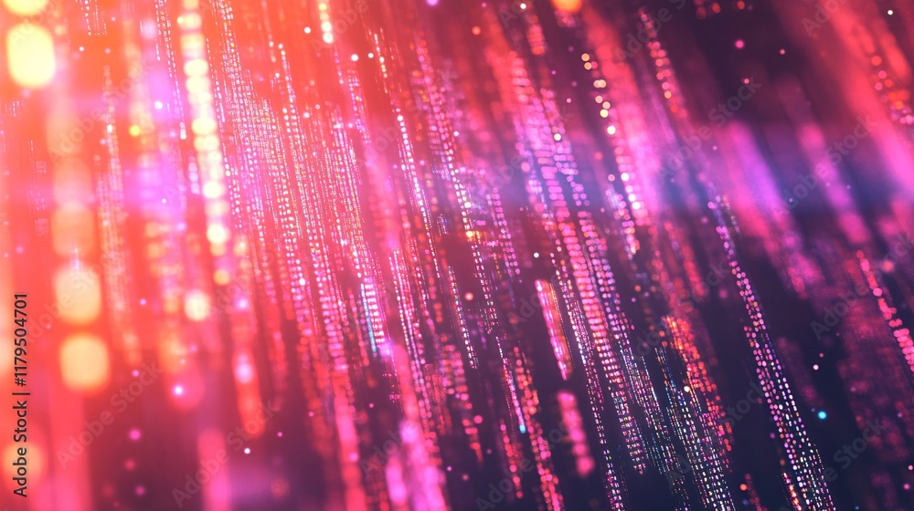 Aufkleber pink and orange particles falling creating a futuristic background
