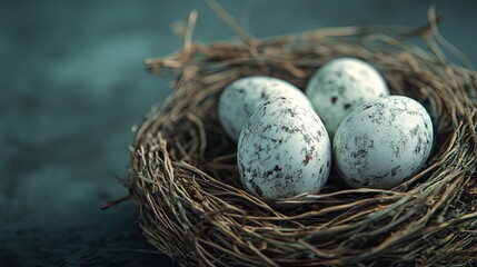 Obraz premium Easter eggs in nest on isolated background