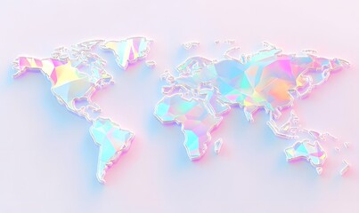 Obraz premium Holographic polygonal world map.