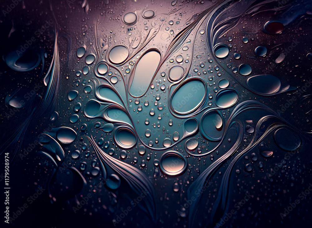 Aufkleber intricate patterns of oil and water create an abstract, mesmerizing design. dark, moody tones and gl