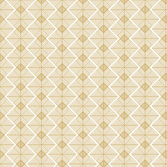 Golden lines on white background seamless vector pattern. Weaved lines and rhombuses geometric texture. Abstract diamond pattern background.