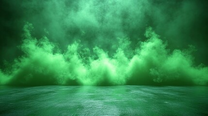 Green Electric Shock Effect on Solid Background. Generative AI