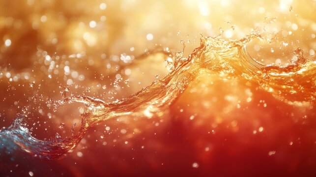 Golden splashes and waves of vibrant energy. Generative AI