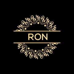 RON Letter Logo Design with black background.