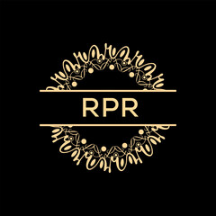 RPR Letter Logo Design with black background.