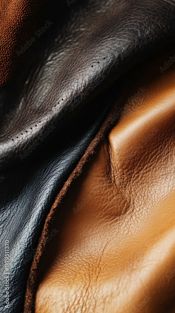 Poster natural leather textures creating abstract shapes and shadows