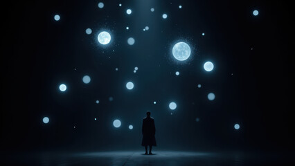 Fototapeta premium Abstract cosmic space with floating orbs.