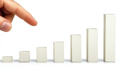 Hand Pointing at Rising Bar Graph Symbols