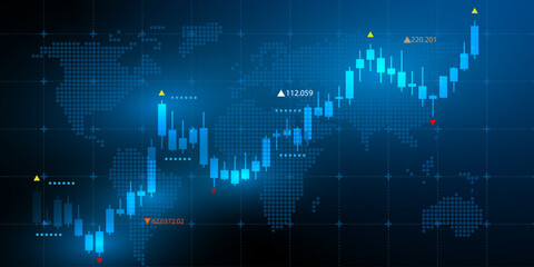 Abstract trading chart background blue background.