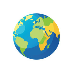 A globe, depicting Earth with vibrant colors and clear geographical features isolated flat vector illustration on white background.