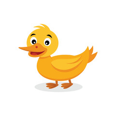  Cartoon duck with a cheerful expression isolated flat vector illustration on white background