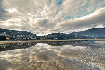 Como lake landscape at the sunset