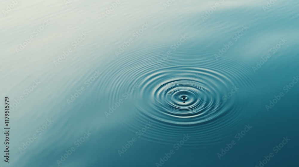Poster concentric ripples expanding outwards from the point of impact of a single water droplet, creating a