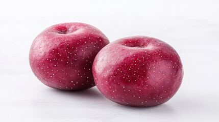 Fototapeta premium watercolor Two vibrant red jujube fruits on white background isolated design on white background