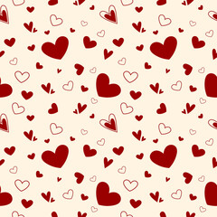 Christmas and Valentine Seamless Pattern , Red and White Cute Digital Paper for Fabric Printing or Background.