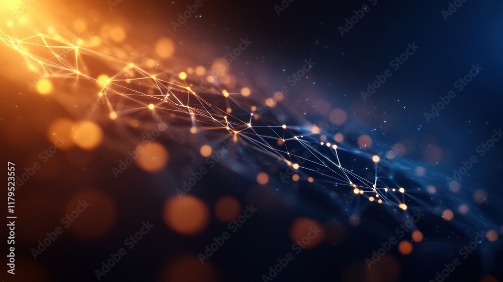 Poster vibrant abstract technology background with illuminating lines and dots creating a dynamic and futur