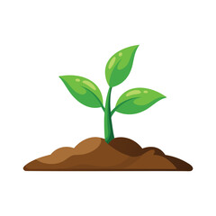  Plant emerging from soil isolated flat vector illustration on white background.