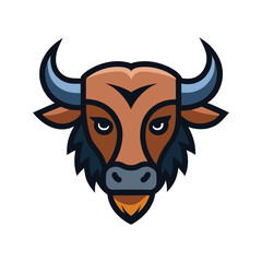 Buffalo color head icon vector on White Background ,Vector Art Illustration on white background.
