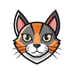 Cat color head icon vector on White Background ,Vector Art Illustration on white background.