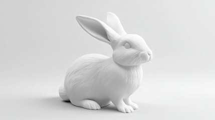 Obraz premium White Rabbit Sculpture in Minimalistic Design with Smooth Textures Ideal for Modern Decor and Artistic Displays