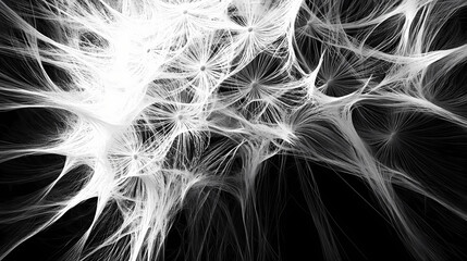 Delicate dandelion seed head, showcasing the intricate parachute-like structure and textures of the seeds. generative ai. Windborne. Illustration