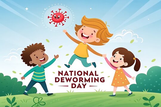 national deworming day, Poster, Banner, Story, with a smiling child 
