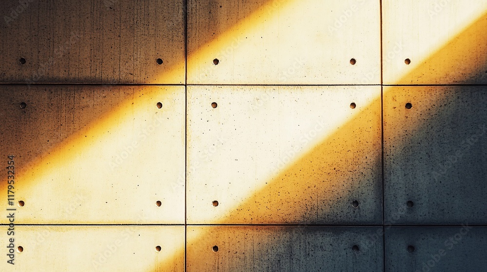 Poster sunlight creating warm diagonal beams on concrete wall tiles